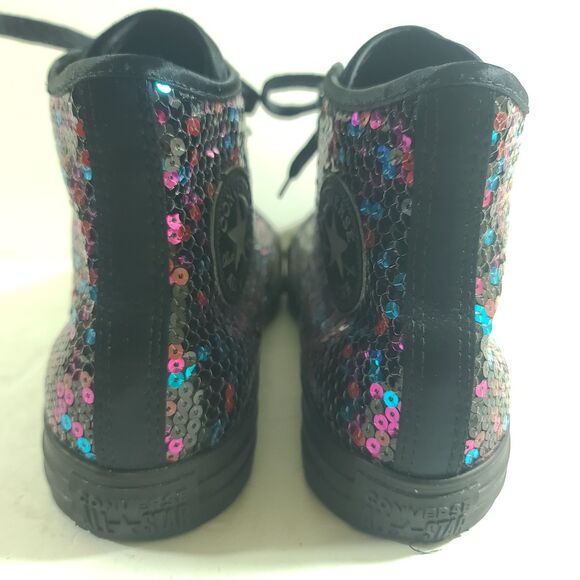 Converse Black Blue Cherry Red Sequin high-top sneaker Women sz 10 Chuck Taylor - Picture 14 of 16